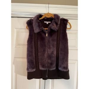 Mercer Street Studio Petite XL Extra Large Brown Fur Vest Acrylic Back